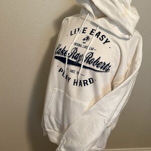 Hanes Unisex Adult Fleece Hoodie -Brand New- White with Black Lettering